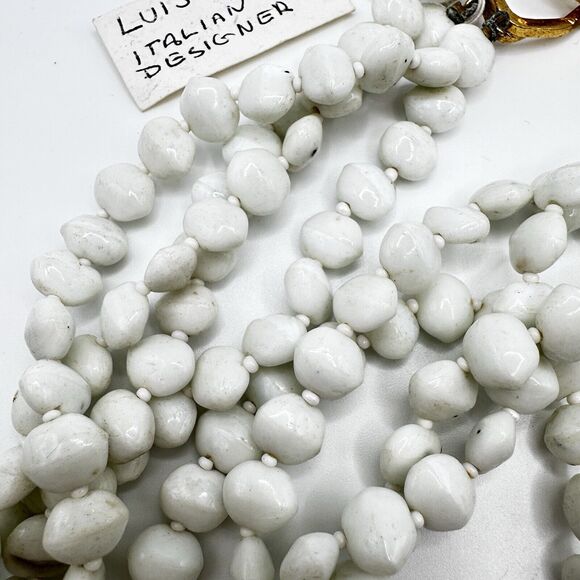 Luisa Conti Milk Glass Necklace Vintage 1970’s Italian Designer 4 Strand FLAWED - Picture 16 of 16